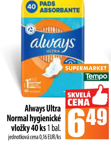 Always Ultra Normal hygienické vložky