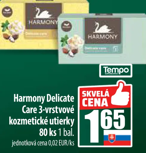 Harmony Delicate caré 3-vrstvové kozmetické utierky