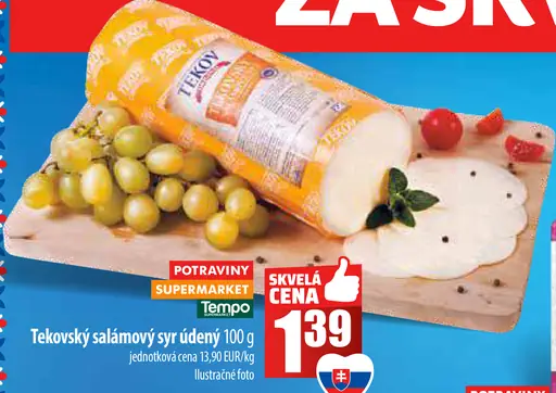 Tekovský salámový syr údený