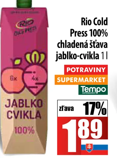RIO Cold Press 100% šťava chladená - jablko marhulá
