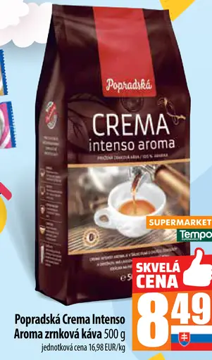 Popradská Crema Intenso Aroma zrnková káva