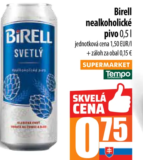 Birell Svetlý nealkoholické pivo plechovka