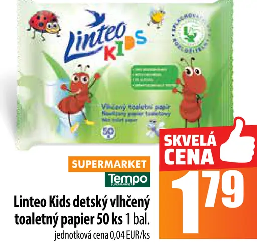 Linteo Kids detský vlhčený toaletný papier