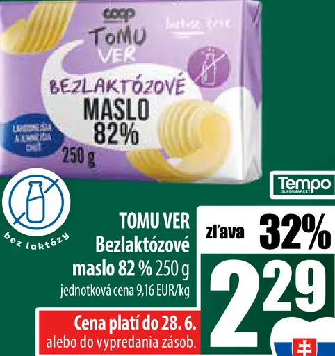TOMU VER Bezlaktózové maslo 82%