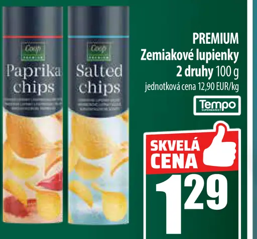 Coop Premium Zemiakové lupienky Paprika, Salted