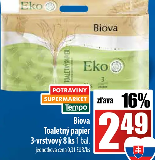 Biova Toaletný papier 3-vrstvový