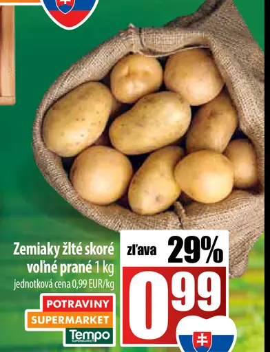 Zemiaky žlté skoré prané