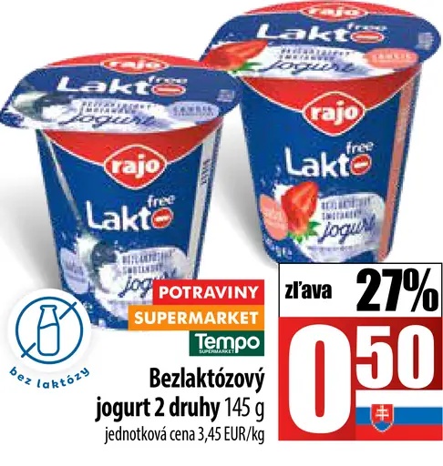 Rajo Bezlaktózový smotanový jogurt