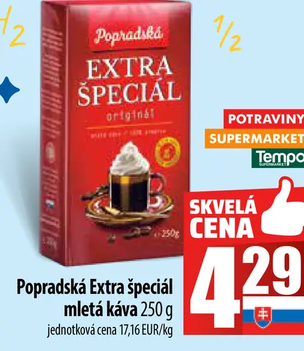 Popradská Extra špeciál originál mletá káva