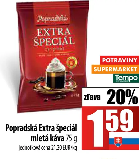 Popradská Extra špeciál originál mletá káva