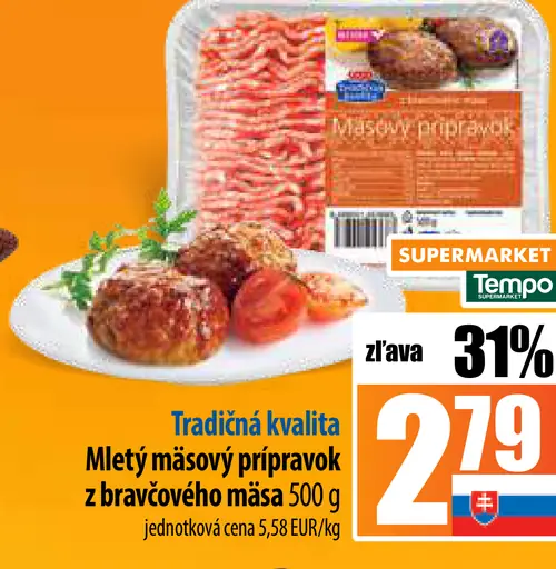Tempo Mletý mäsový prípravok z bravčového mäsa chladený