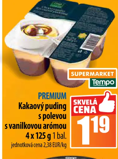 Premiový kakaový puding s vanilkovou polevou