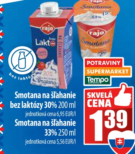 Rajo smotana na šľahanie bez laktózy