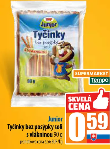Junior Tyčinky bez posýpky soli s vlákninou