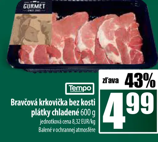 Gurmet Bravčová krkovička bez kosti plátky chladené