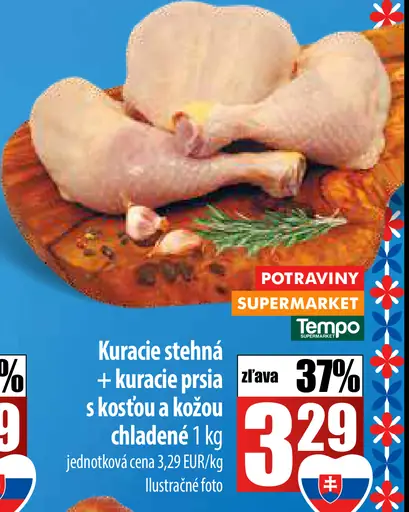Kuracie stehná + kuracie prsia s kosťou a kožou
