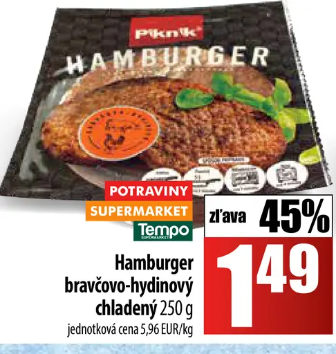 Piknik Hamburger bravčovo-hovädzí
