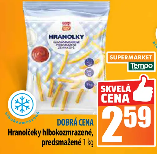 Hranolčeky hlbokozmrazené, predsmážané