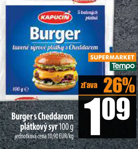 Burgers Cheddar plátkový syr