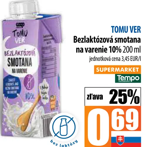 TOMU VER Bezlaktózová smotana na varenie