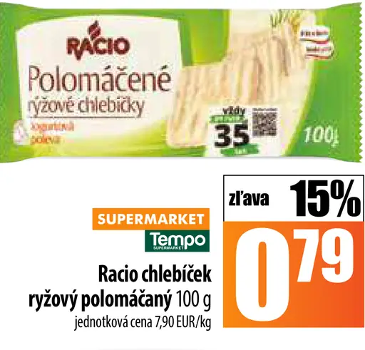 Racio chlebíček ryžový polomáčaný