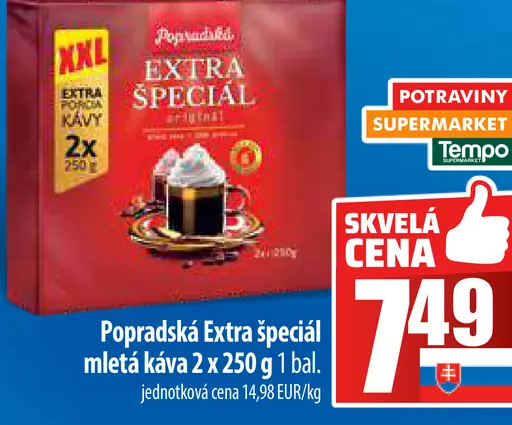 Popradská Extra špeciál originál mletá káva