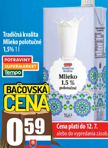 Tradičná kvalita Mlieko polotučné