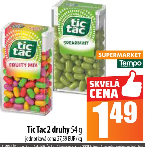 Tic Tac 2 druhy