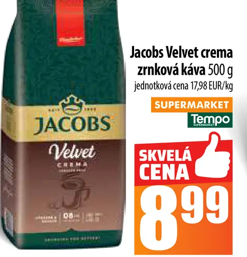 Jacobs Velvet Crema zrnková káva