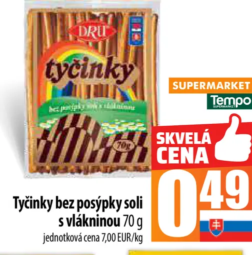 Tyčinky bez posýpky soli s vlákninou