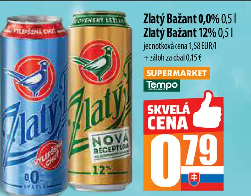 Zlatý Bažant Pivo plechovka