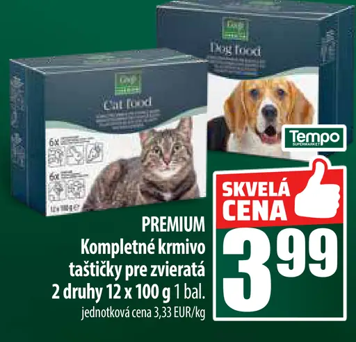 Premium kompletné krmivo pre zvieratá