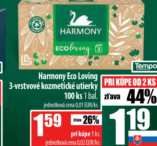 Harmony Eco Loving 3-vrstvové kozmetické utierky