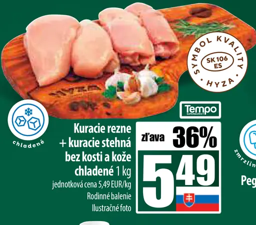 Hyza Kuracie rezne + kuracie stehná bez kosti a kože chladené