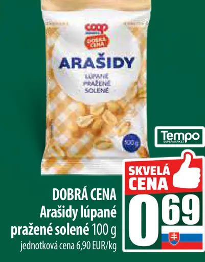 Dobrá cena Arašidy lúpané pražené solené