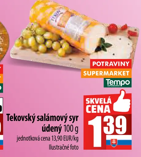 Tekovský salámový syr údený, neúdený
