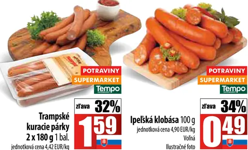 Tempo Trampské kuracie párky