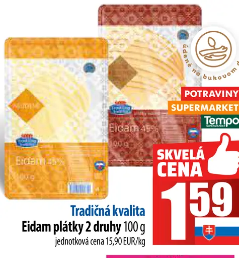 Tradičná kvalita Eidam plátky
