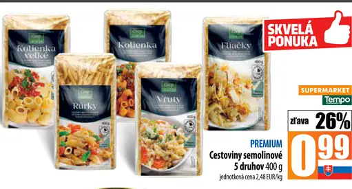 Premium Cestoviny semolinové 5 druhov