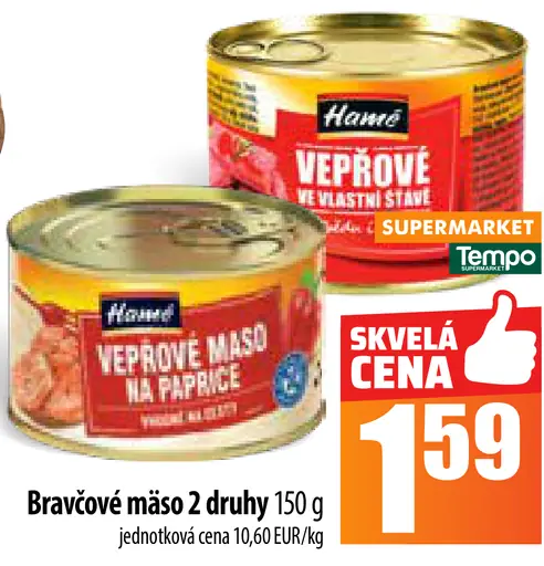 Hamé Bravčové mäso na paprice