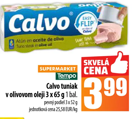 Calvo Tuniak v olivovom oleji Easy Flip