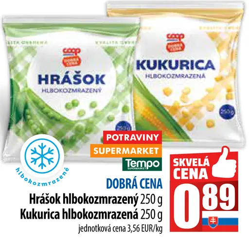 Hrášok hlboko zmrazený