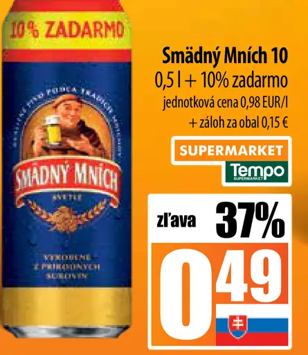 Smädný Mních 10 0,5l + 10% zadarmo plechovka