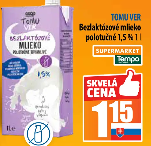 Tomu Ver Bezlaktózové mlieko polotučné