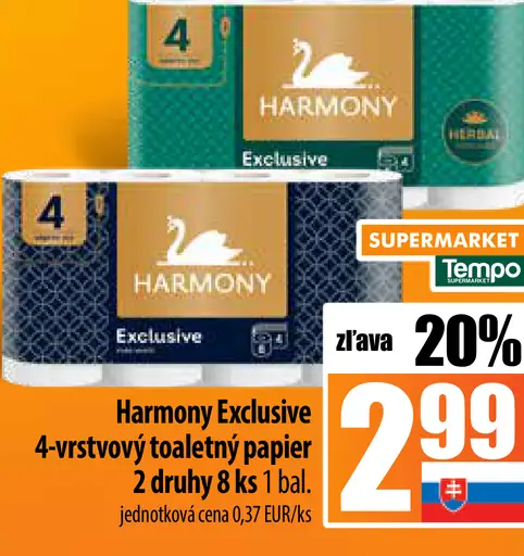 Harmony Exclusive 4-vrstvový toaletný papier 2 druhy
