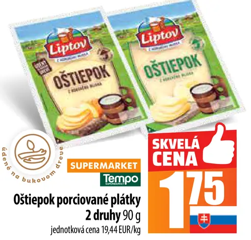 Oštiepok porciované plátky
