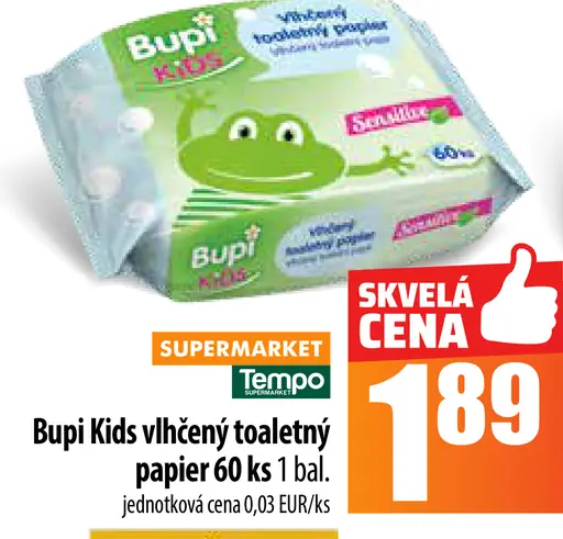 Bupi Kids vlhčený toaletný papier