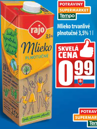Rajo Mlieko plnotučné 3,5%