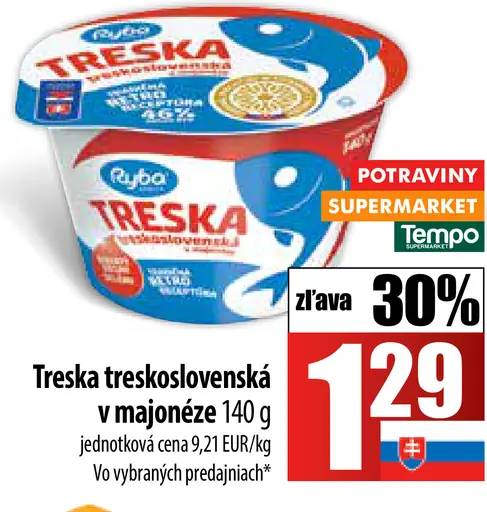 Ryba Treskoslovenská treska v majonéze