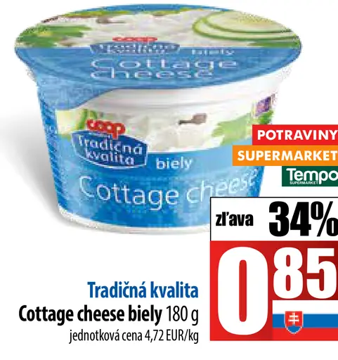 Tradičná kvalita cottage cheese biely